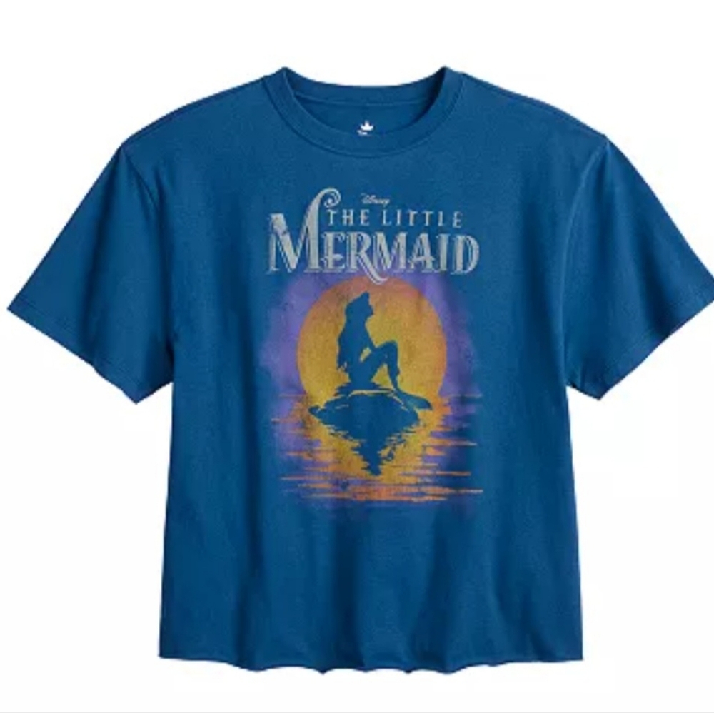 Disney Princess The Little Mermaid Juniors Vintage Style Cropped Graphic Tee S - Picture 1 of 8